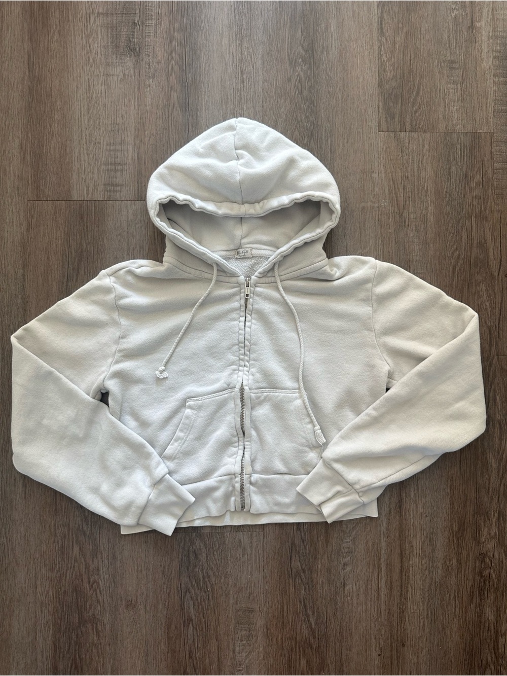 Brandy Melville White Zip Up Hooded Jacket